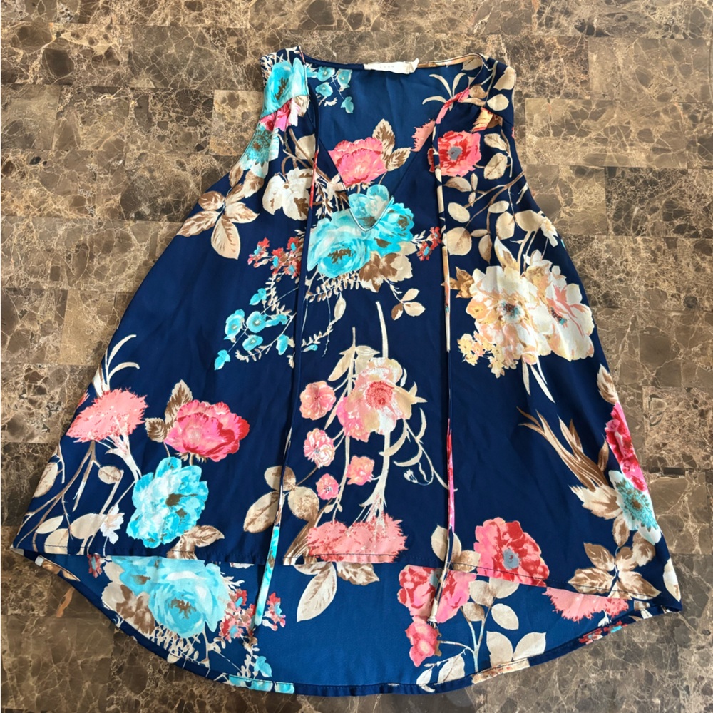 Lush Blue Floral Patterned Blouse